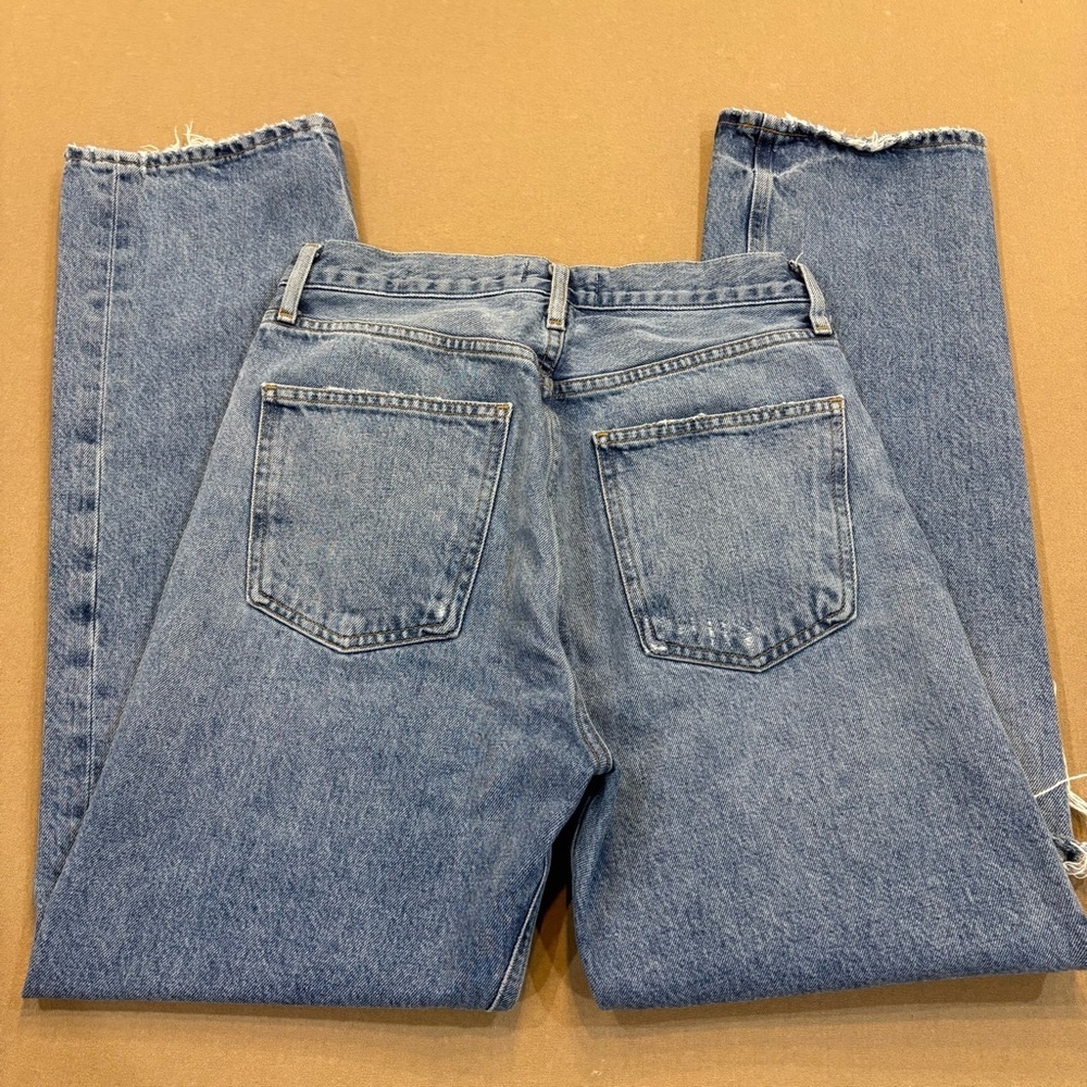 AGOLDE 90s Mid Rise Straight Leg Distressed Jeans Light Wash Size 27 - Picture 6 of 14
